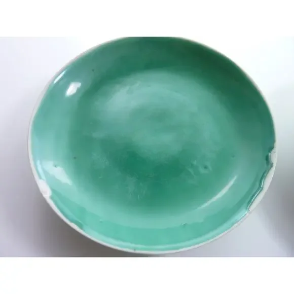 Vintage Blue Tourqoiuse China Plates x 2 Small, Chipped Ceramics